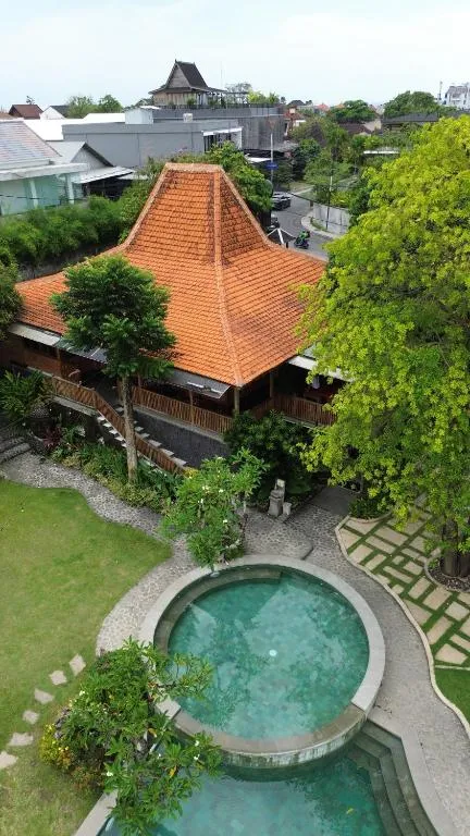 Aerial over the joglo pavilion